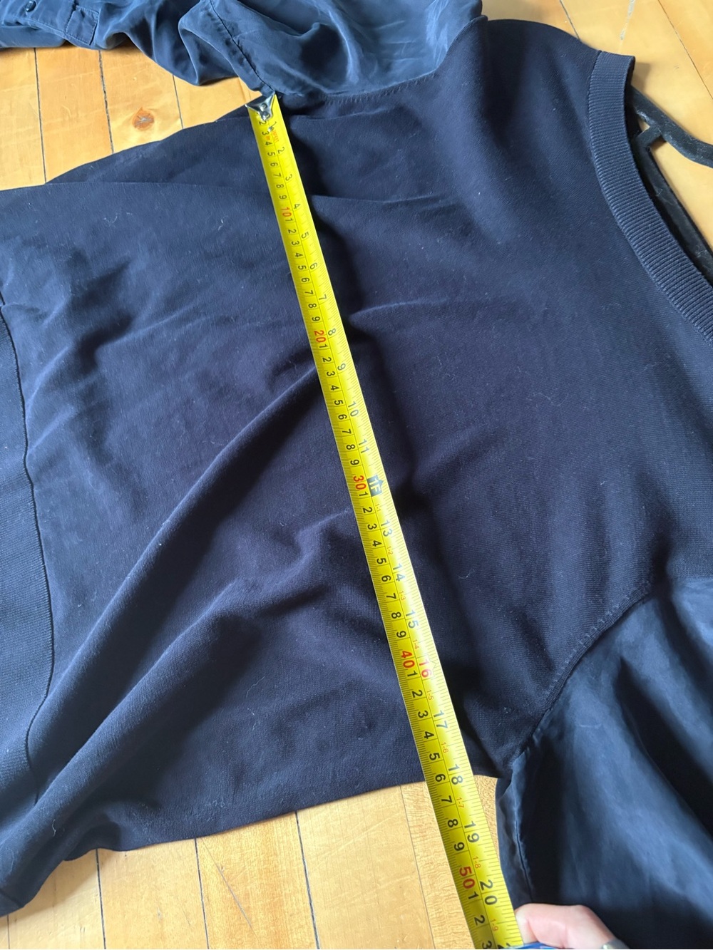 COS Sz M Navy Mixed Media Cotton Silk Minimalist Sweater - Picture 9 of 10